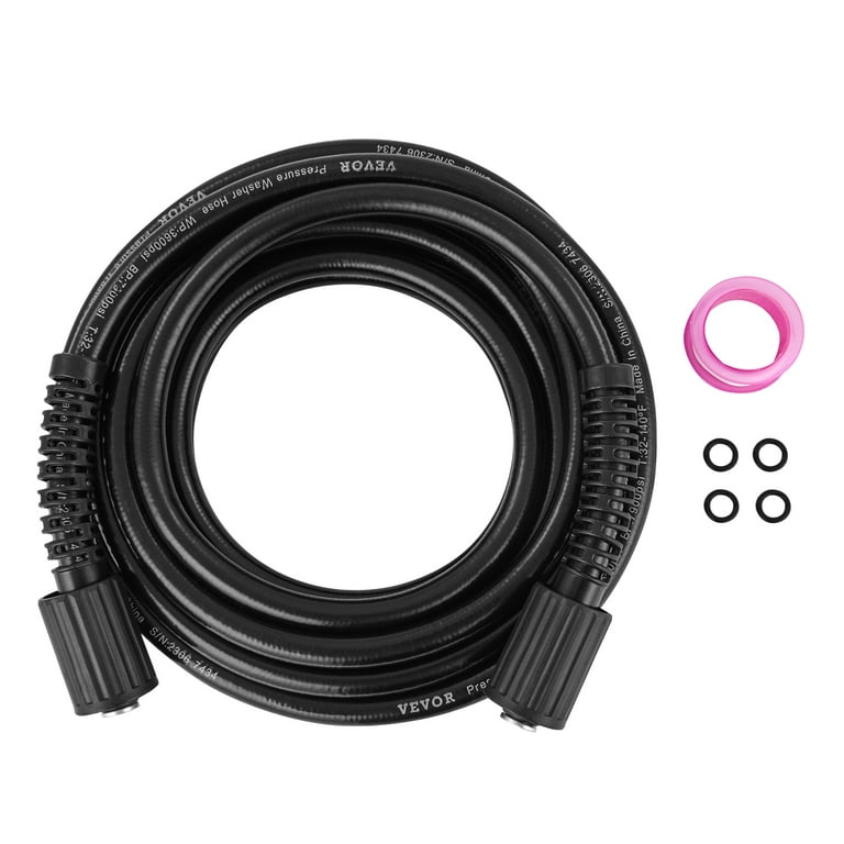 Super Flexible Pressure Washer Hose 100 ft x 1/4, No Kink Heavy Duty Power Washer Extension Replacement Hose -Light weight,Leakproof Pressure Power
