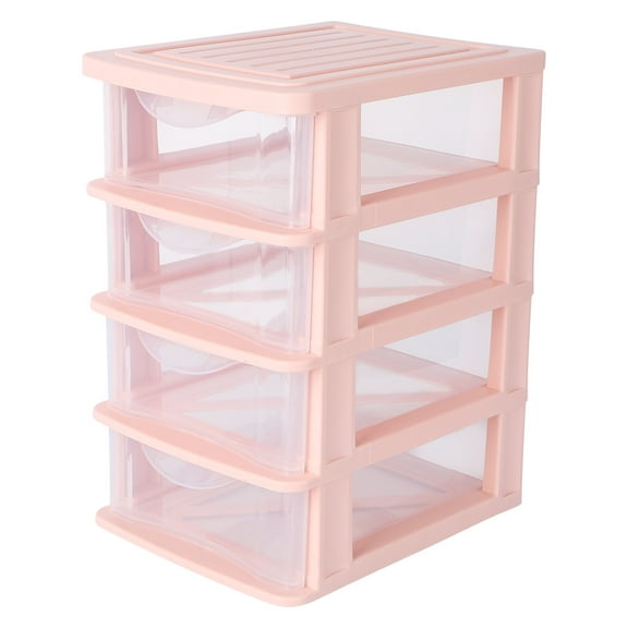 Shelf Storage Box Cabinet Drawers Food Containers with Lids Shelves Office Pink