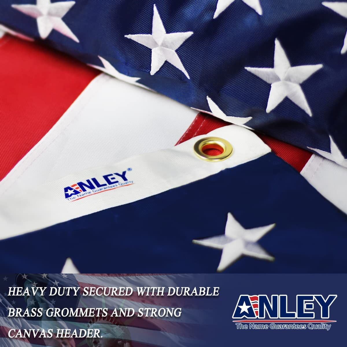 ANLEY American US Flag 5x8 Ft Heavy Duty - Embroidered Stars 210D USA Banner Flags with Brass Grommets