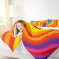 thumbnail image 4 of jejeloiu Colorful Rainbow Stripe Queen Comforter Set,Geometric Waves Lines Bedding Comforter Set For Girls Teens Reversible 3pcs, 4 of 8