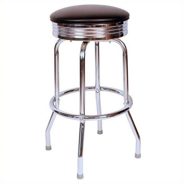 Pemberly Row Tabouret de Bar Pivotant en Chrome Noir -30"