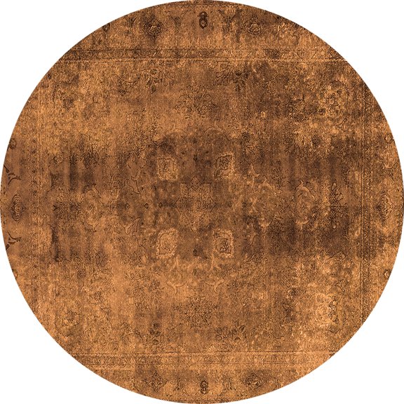 Ahgly Company Indoor Round Oriental Orange Industrial Area Rugs, 3' Round