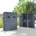 thumbnail image 3 of Outsunny 4'x1.5' Wooden Garden Storage Shed w/ Windows, Dark Grey, 3 of 10