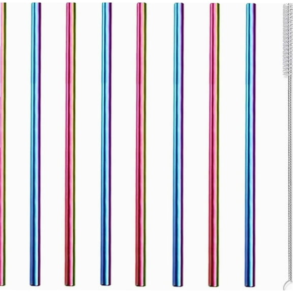 Metal Straws Short,Small Straw for Cocktail,Mini Stainless Steel Kids Drinking Straws,Reusable Cocktails Coffee Bar Straws with Cleanning Brush for Cocktail Party Home Office Restaurant,Colorful 8Pcs