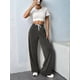 thumbnail image 4 of Pantalones Deportivos Holgados de Cintura Alta con Cordón Ajustable para Mujer, Pantalones Deportivos de Pierna y Bolsillos Gris Oscuro M, 4 of 7