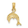 thumbnail image 2 of Auriga 10k Yellow Gold Textured Mini Dolphin Jumping Charm for Women (L-10.4 mm, W-12.35 mm), 2 of 7