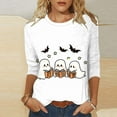 thumbnail image 2 of Enjoytime Women Fall Halloween Doodles Crew Neck Shirt Family Party Celebration 3/4 Sleeve Tops Plus Size Blouses for Women, 2 of 6