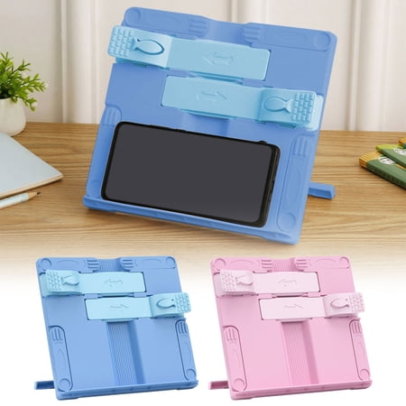 CHENjy Adjustable Book Stand Ergonomic Desktop Reading Holder with Non-Clip Page Keeper Lightweight Book Rack for Tablets and Cookbooks Blue