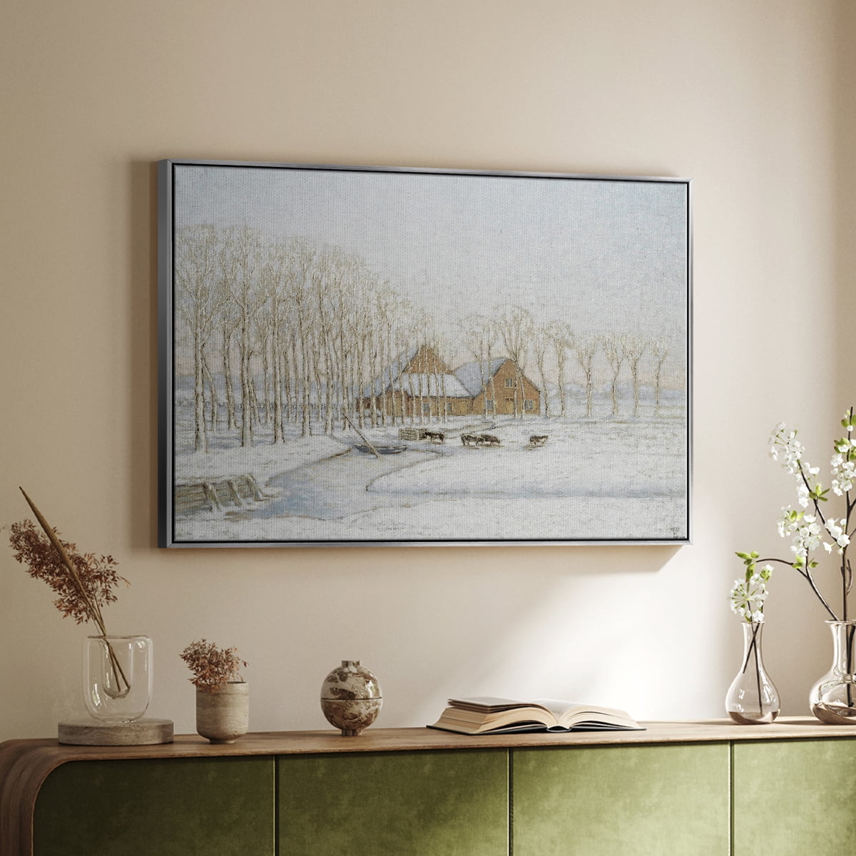 Vintage Landscape-CCLXXVII By Wexford Home Framed in Silver Wood Gallery Wrapped Canvas 25 in. x 37 in.