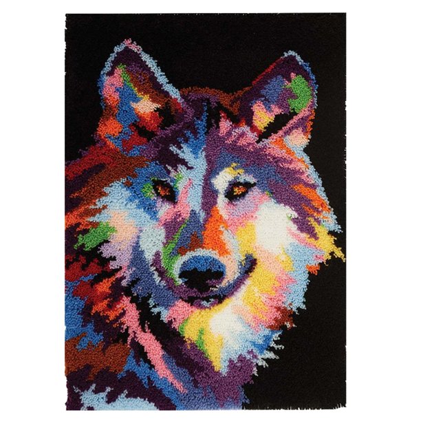 Wolf Latch Hook Rug Sewing Craft Festival Punch Handmade Crochet