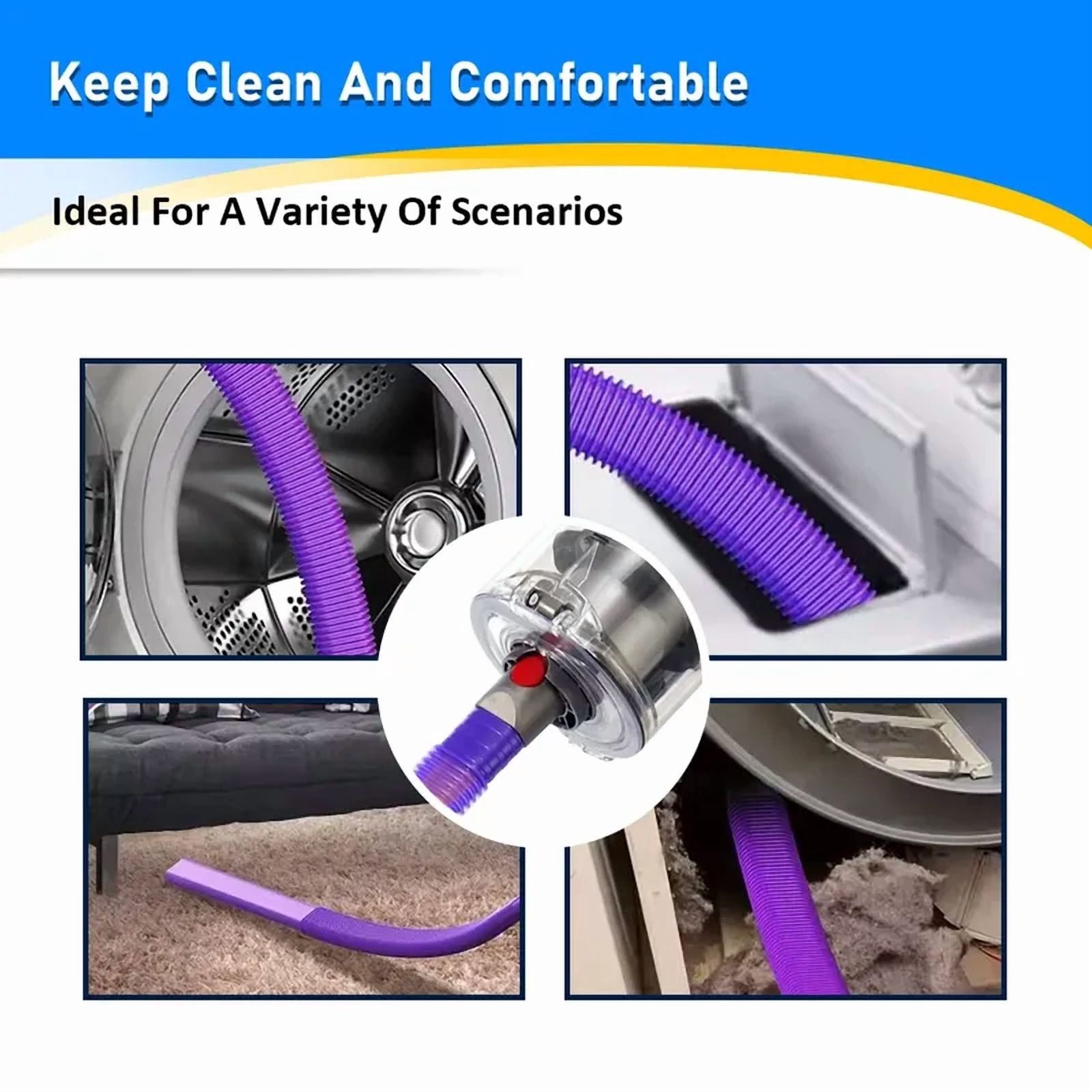 Dryer Vent Cleaner Kit For Dy*son V7 V8 V11 V15 Vacuum For Dy*son V10 Accessory Hose Attachment Lint Remover Flexible Crevice Tool