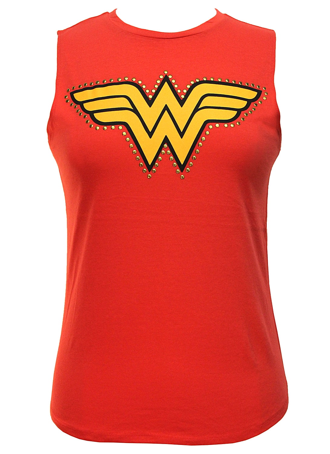 WW - DC Comics Wonder Woman Studded Logo Junior's Muscle Tank Top (Red ...