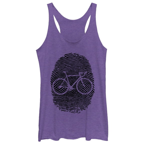 Women's CHIN UP Fingerprint Bike  Racerback Tank Top Purple Heather 2X Large