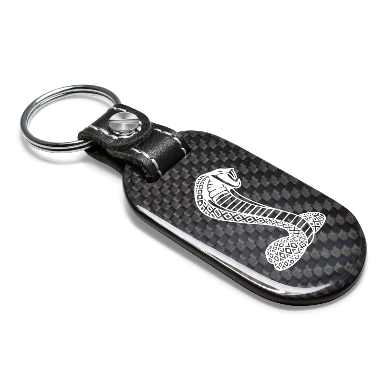 Ford Mustang Cobra 100% Real Black Carbon Fiber Tag Style Key Chain