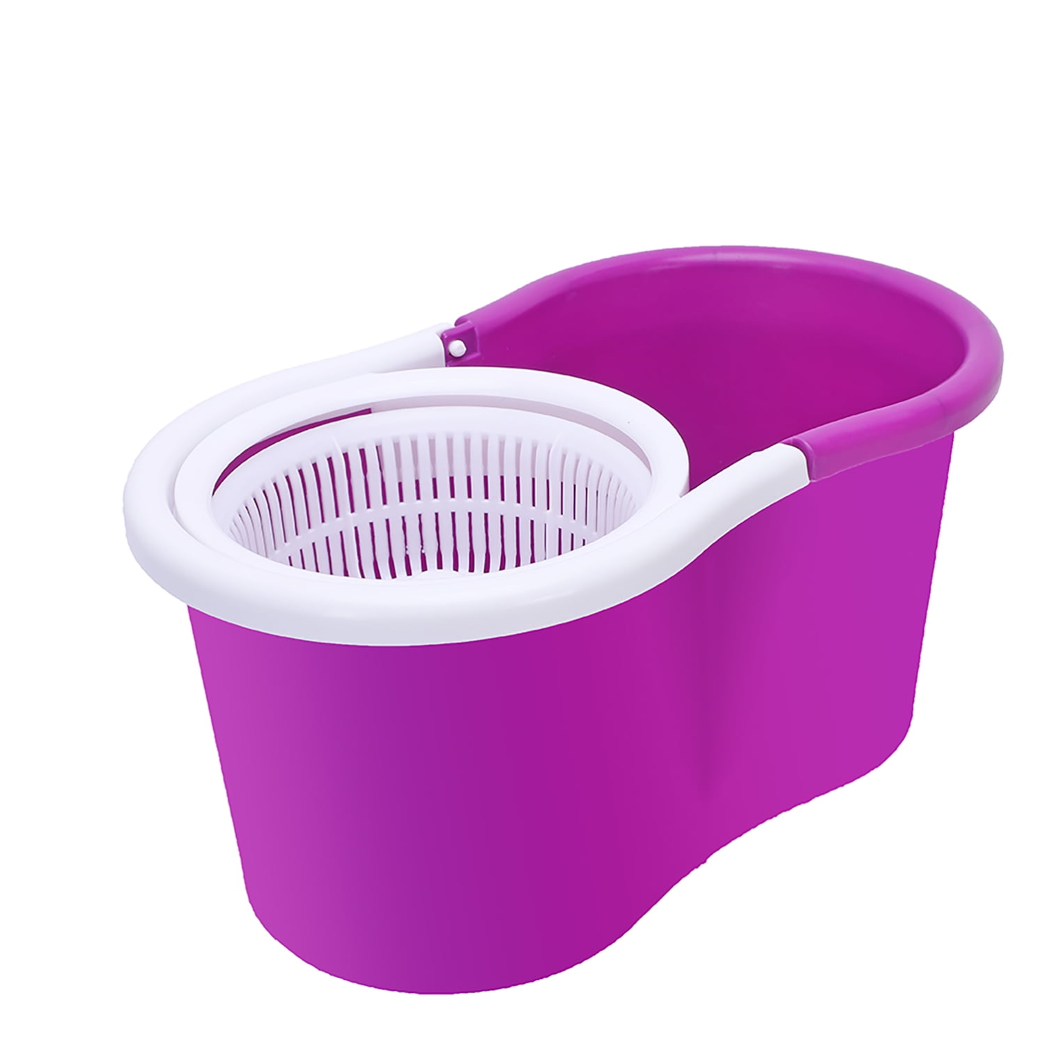 Kepooman 360-Degree Rotary Head Ultra Slim Microfiber Mop, Spin Mop and Bucket System with Stackable Bucket and 2 Machine Washable Microfiber Mop Heads, Purple