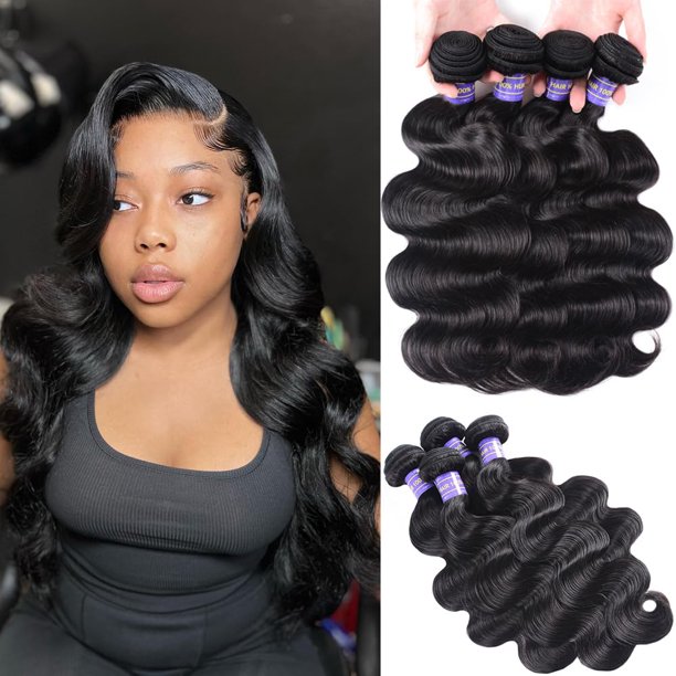 Paquetes de cabello humano 12A 24 24 26 26 pulgadas Paquetes de ondas corporales Extensiones de cabello humano 400 g Onda corporal virgen brasileña sin procesar 4 piezas Ofertas Extensiones onduladas