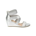 thumbnail image 2 of Liliana EK91 Women Metallic Open Toe Criss Cross Elastic Low Wedge Sandal, 2 of 5