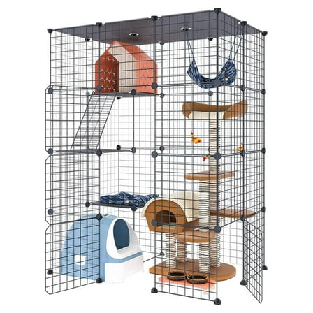 Large Cat Cage Enclosure Indoor DIY Cat Playpen Detachable Metal Wire Kennels Crate 2x3x4 Large Exercise Place Ideal for 1-3 Cat