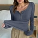 thumbnail image 3 of Ailaofu Womens Tunic Shirts Long Sleeve Henley Shapewear Tops Ribbed Knit Base Layers Slim Fit Button Down Blouse, 3 of 3