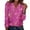 Hot Pink #028, variant on Sequin Tops for Women Long Sleeve Glitter Sparkly Shirts V Neck Dressy Date Night Party Holiday Blouses Hot Pink M