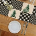 thumbnail image 4 of Black White Buffalo Plaid Check Table Runner, Pine Tree Tabletop Scarf Home Kitchen Decor, Winter Seasonal Farmhouse Holiday Rustic Burlap Dining Decoration Housewarming Gift Party Supply, 4 of 7
