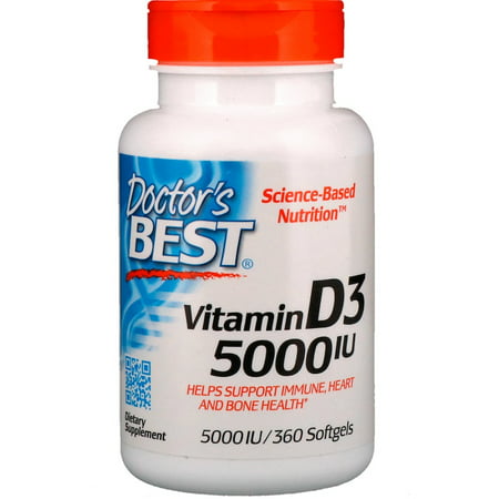 Doctor's Best, Vitamin D3, 5,000 IU, 360 Softgels(Pack of