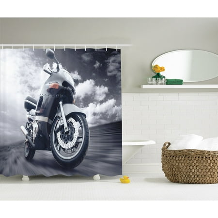 Outdoor Activities Racing Bikers Motocross Decor Monochrome Shower Outdoor Activities Racing Bikers Motocross Decor Monochrome Shower Curtain Set Com