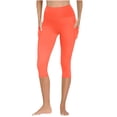 thumbnail image 4 of Capri Leggings with Pockets for Women Tummy Control Knee Length Leggings High Waist Yoga Pants Women Workout Capri Pants, 4 of 9