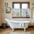 thumbnail image 4 of Happy Easter Tier Curtains 24 Inch Length, Spring Bunny Easter Eggs Floral Teal Wood Cafe Short Curtains for Bathroom Over Sink, Small Kitchen Curtain Light Filtering Drapes 2 Panels 27.5"Wx24"L, 4 of 8