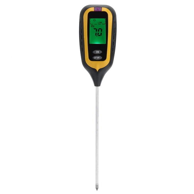 Medidor de humedad del suelo, temperatura, luz y pH 4 en 1, herramientas de jardinería para césped y plantas.