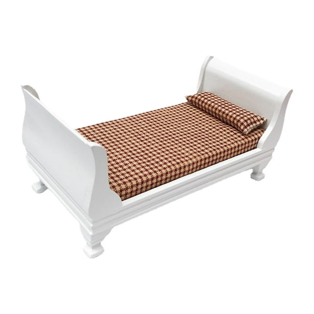 Cute Dollhouse Muebles de cama individual en miniatura DIY 1:12 para 3-6 perfke Casa de muñecas de cama individual