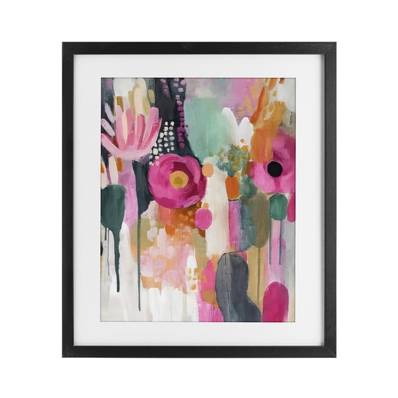 Stupell Industries Modern Dripping Blooms Cascade Black Framed Print Under Glass, 13 x 16, by Riley B