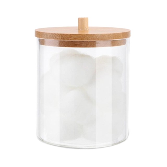Cotton Swab Storage Box Round Clear Container for Cotton Pads Makeup Sponges