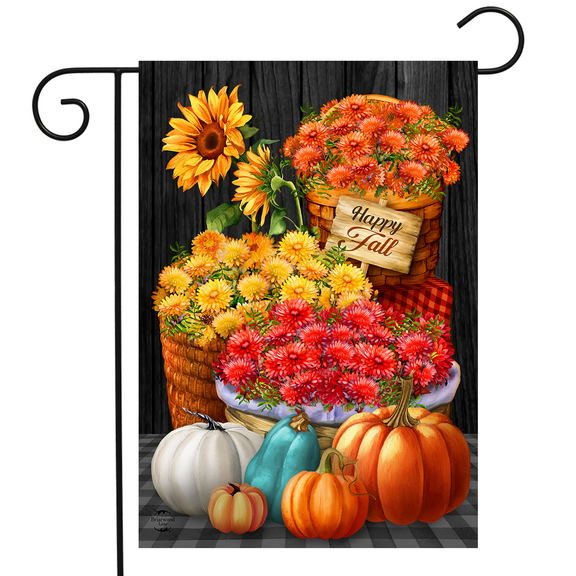 Briarwood Lane Baskets of Mums Garden Flag