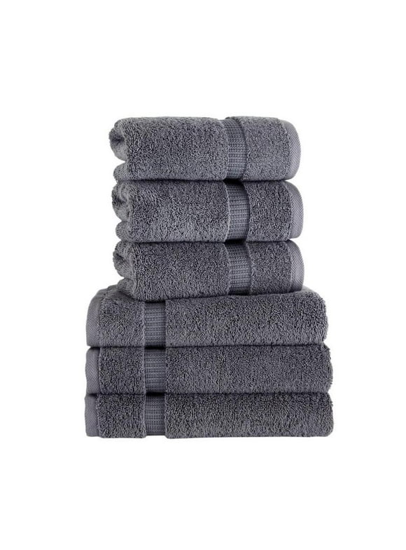 Classic Turkish Towels Villa Hotel Collection Cotton Hand Towels, Gray(6 Pieces)