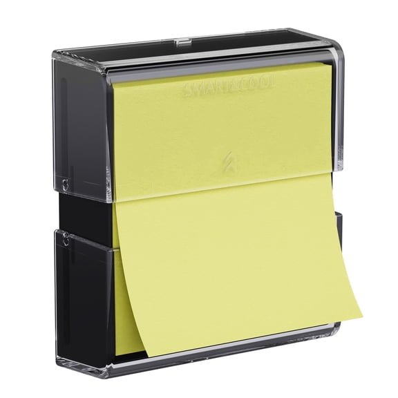 SMART&COOL Magnetic Pop-Up Note Dispenser for 3 x 3 in Pop-Up/Accordion-Style Sticky Notes, 1Pack, Clear & Black (Notes Not Included)