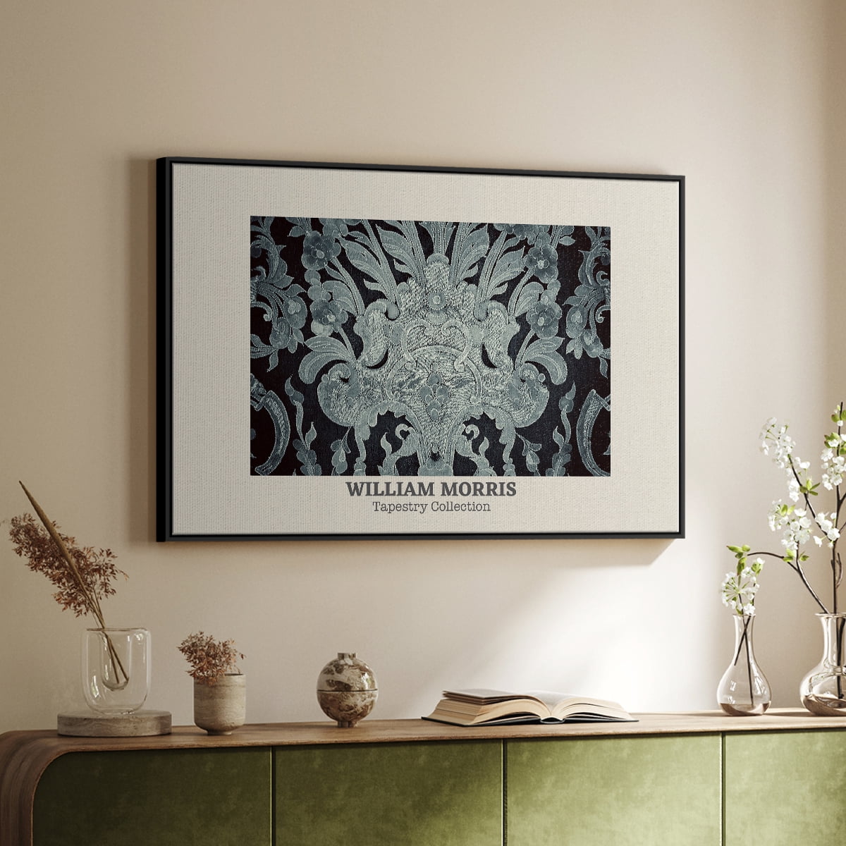 Vintage Abstract Print-XLII Framed in Black Wood Gallery Wrapped Canvas 25 in. x 37 in.