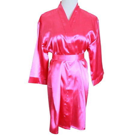 

Mr & Mrs Right Bridesmaid Satin Kimono Robes for Wedding Party Glitter Printed Mother Of the Bride Pink