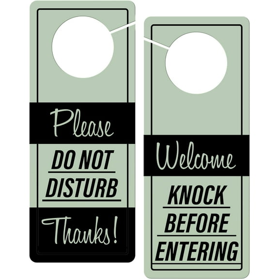 Do Not Disturb Door Hanger Sign, Dual Sided, Please Do Not Disturb Welcome Please Knock Door Sign for Home, Office, Meeting, Recording Room, 9.5" x 3.8" (Pack of 2)