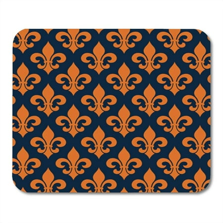 Fleur De Lys Emblem - SIDONKU Blue Abstract with Lily Fleur De Lis Orange Billboard Broadsheet Emblem Flora Mousepad Mouse Pad Mouse Mat 9x10 inch