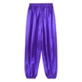 thumbnail image 6 of TiaoBug Womens Belly Dance Pants Elastic Waistband Satin Harem Pants Dancing Tribal Latern Bloomers Pants Purple L, 6 of 7