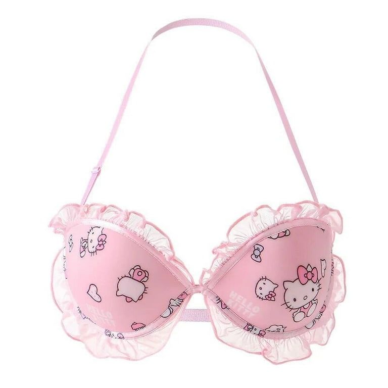 Sanrio Hello Kitty Bra Set Kawaii Sweet Underwear Panties and Bra Set Push-Up  Bra Comic Underwear Sexy Pure Desire Bra Girl Gift 