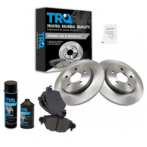 TRQ Rear Ceramic Disc Brake Pad & Rotor Kit w/Chemicals for 02-04 Jaguar X-Type BKA17425