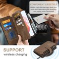 thumbnail image 3 of Asuwish Kickstand Hard Shell Wallet Cell Phone Case with Tempered Glass Screen Protector for Samsung Galaxy S21, Brown, 3 of 7
