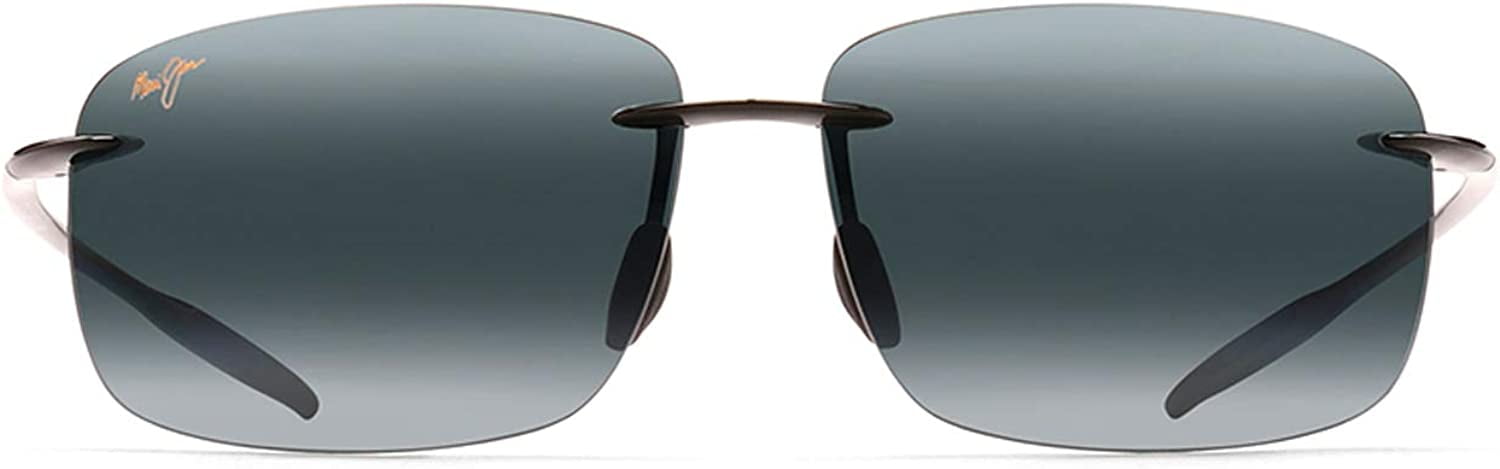 Maui Jim Breakwall wPatented PolarizedPlus2 Lenses Sport Reading Sunglasses, Gloss BlackNeutral Grey Polarized, Medium  2.5