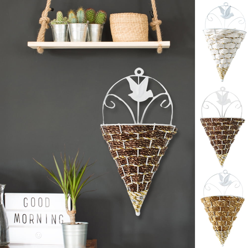 Travelwant Wall Fence Hanging Planter Plant Flower Pot Rustic Rattan