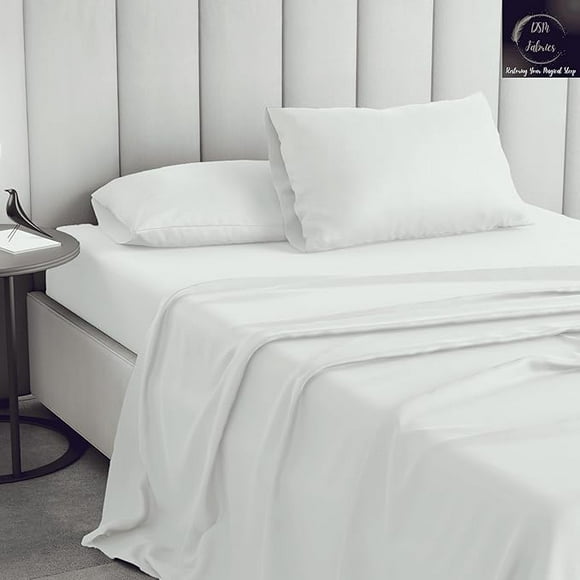 DSM Fabrics King Bed Sheets - 4 Pcs Bedding Sets King - Soft Brushed Microfiber Fabric - Deep Pockets Bed Sheets - Cooling Sheets - Wrinkle & Fade Resistant - Room Decor - (King, White)