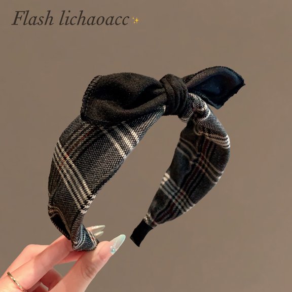 Korean version of the plaid fabric bow hair band fashion versatile hairpin new out daily headband hair accessories female