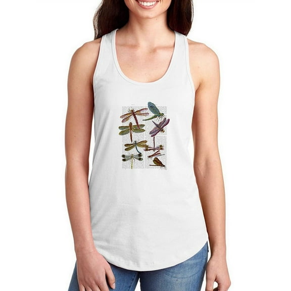 Dragonflies On Paper Racerback Tank Women -Fab Funky Designs, Female x-Large