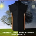 thumbnail image 5 of BIKER WEAR USA Men's Shirt Vertical Reflective Safety Lining Sleeveless Shirt with Pockets & Cut-Off Sleeves Black/Orange, 5 of 7